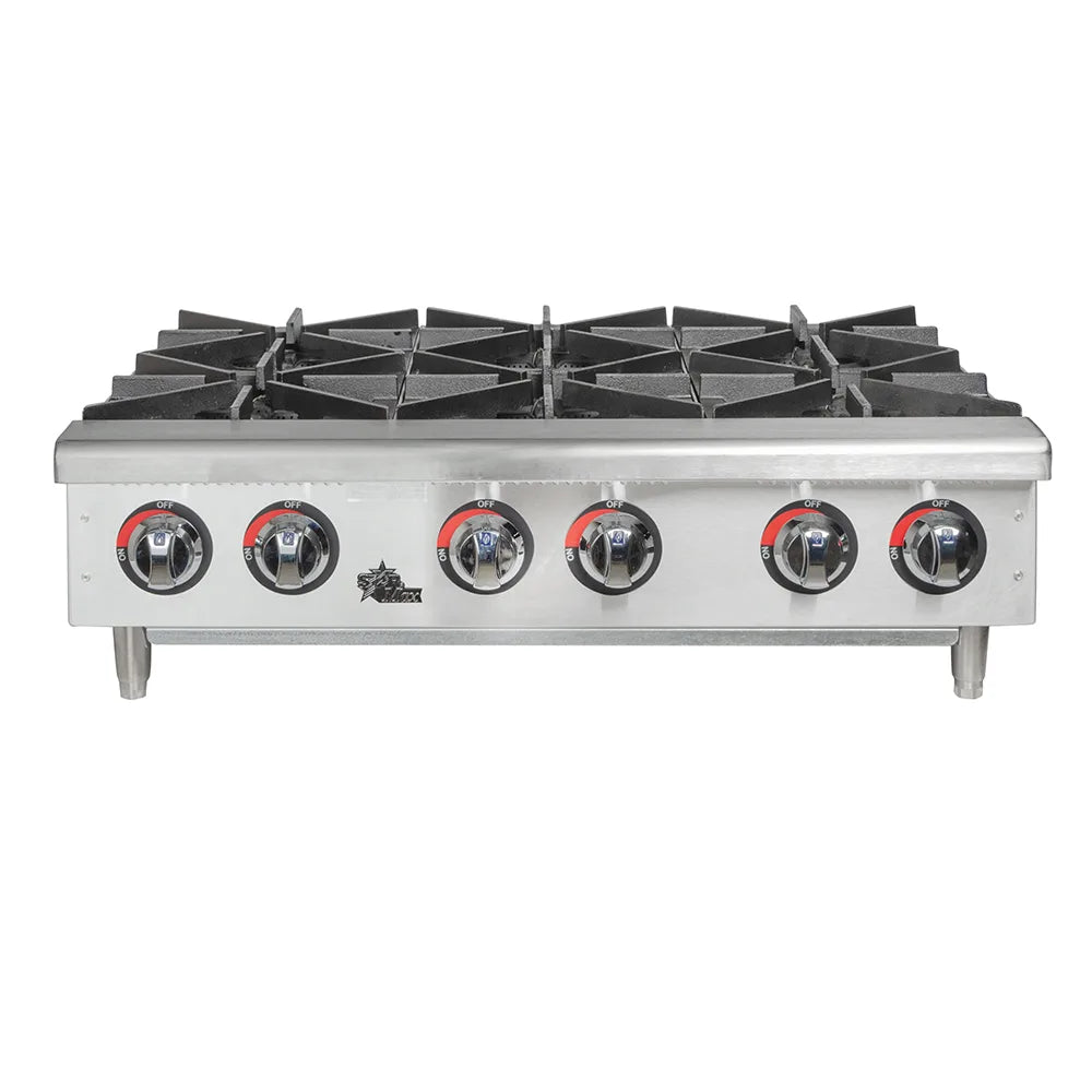 Star 606HF 36" Gas Hotplate w/ (6) Burners & Manual Controls - LP