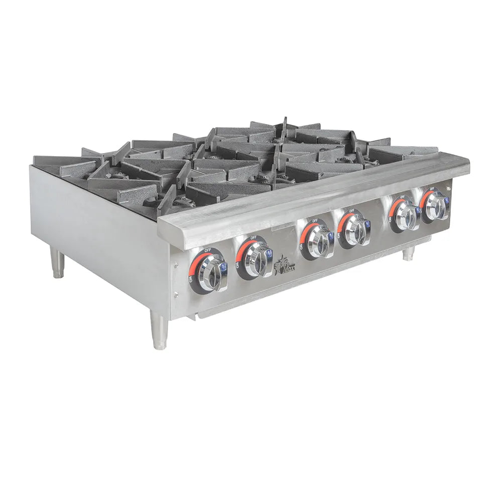 Star 606HF 36" Gas Hotplate w/ (6) Burners & Manual Controls - NG