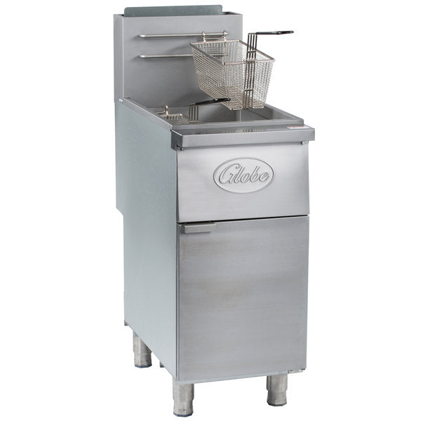 Globe GFF50G Natural Gas 50 lb. Stainless Steel Floor Fryer