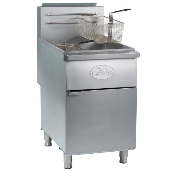 Globe GFF80G Natural Gas 80 lb. Stainless Steel Floor Fryer