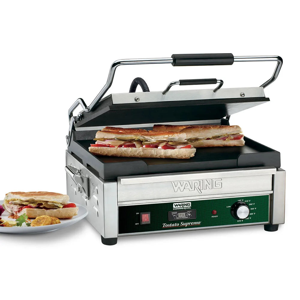 Waring  WFG275T Panini Press w/ Cast Iron Smooth Plates, 120v