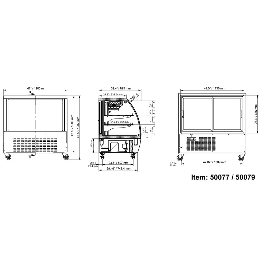 Omcan  50079 47" Full Service Deli Case w/ Curved Glass - (3) Levels