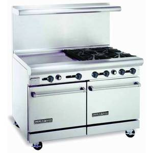 American Range AR-12G-6B 48" 6 Burner Gas Range with 12" Griddle and (2) Standard Oven - NG