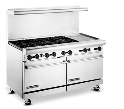 American Range AR-6B-24RG 60" 6 Burner Gas Range with 24" Griddle and (2) Standard Ovens - NG