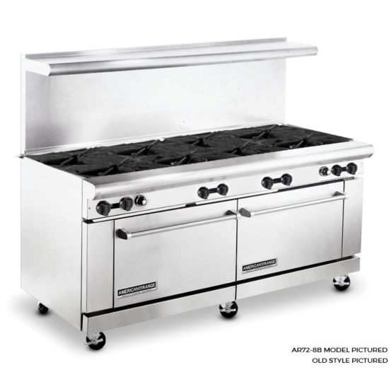 American Range AR-72-8WB 72" 8 Wide Burner Gas Range with (2) Standard Ovens - NG