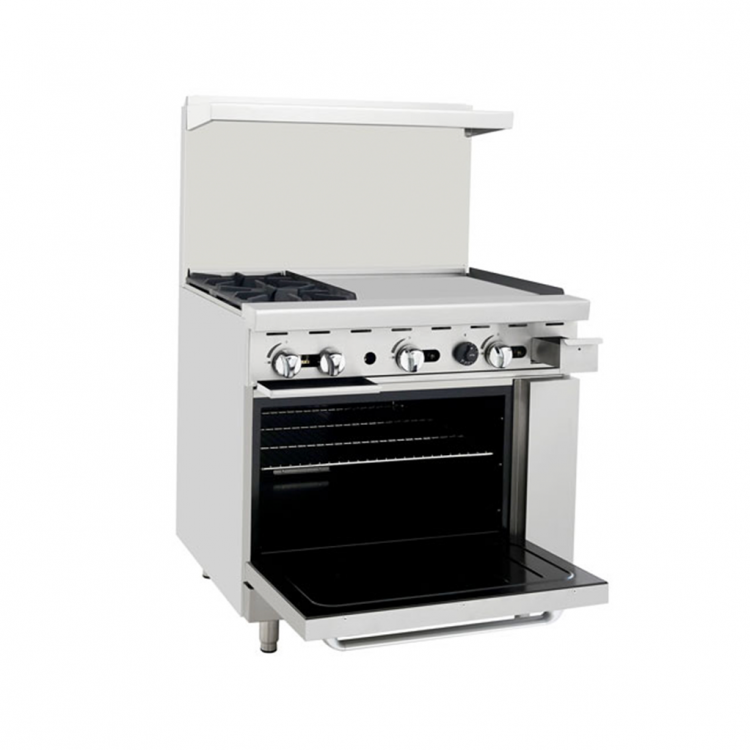 Atosa AGR-2B24GR 36" Commercial Gas Range 2 Burners with Griddle - NG