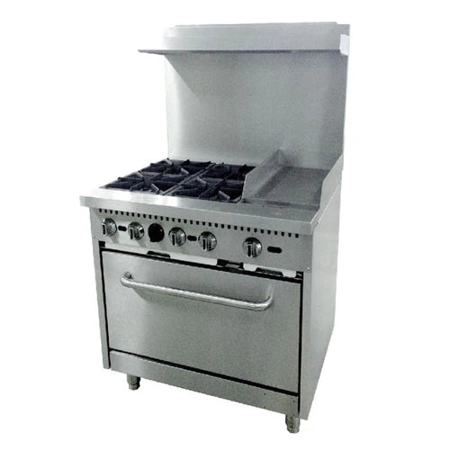 Cookline CR36-12G-NG 36" 4 Burner Natural Gas Range with 12" Right Side Griddle and Standard Oven - 181,000 BTU