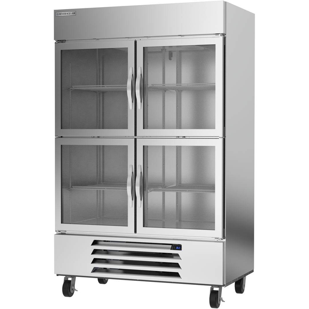 Beverage Air HBR49HC-1-HG 4 Glass Half-Door Bottom Mount Refrigerator 52"