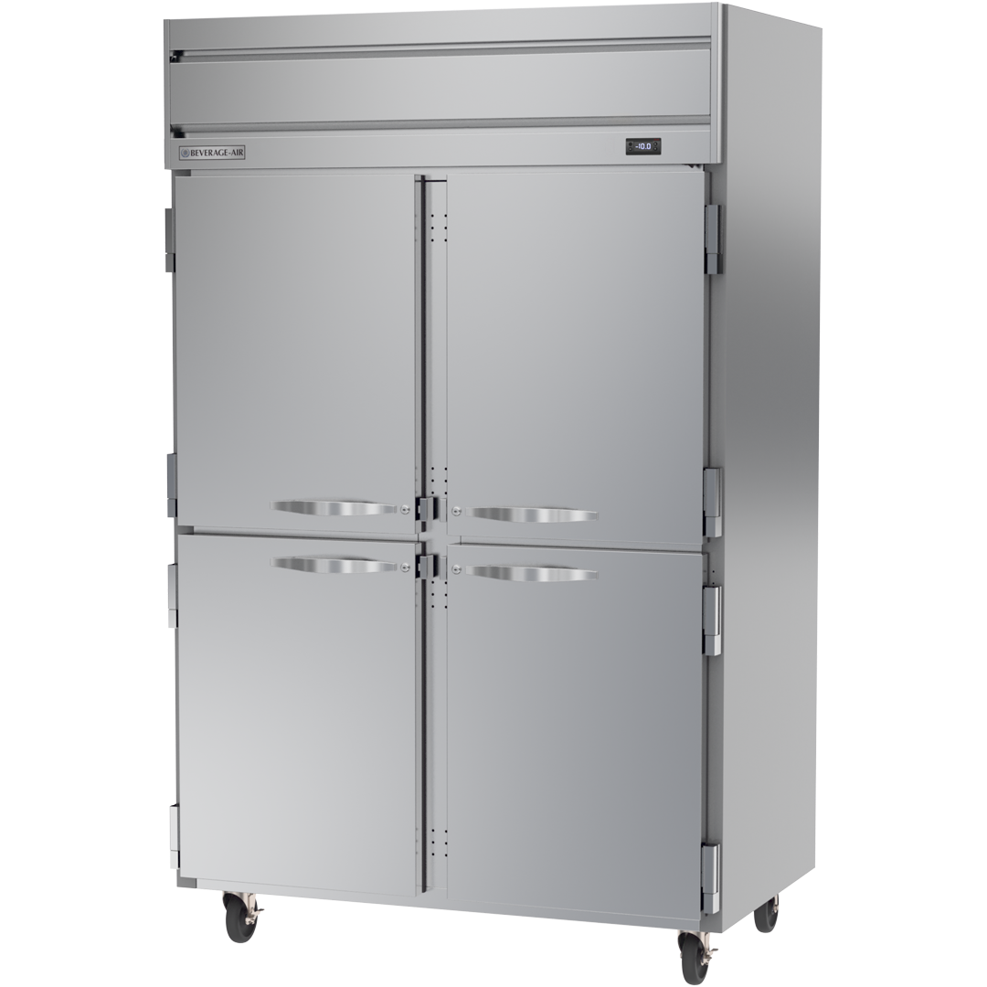 Beverage Air HF2HC-1HS 4 Solid Half-Doors Top Mount Freezer Stainless Steel Front