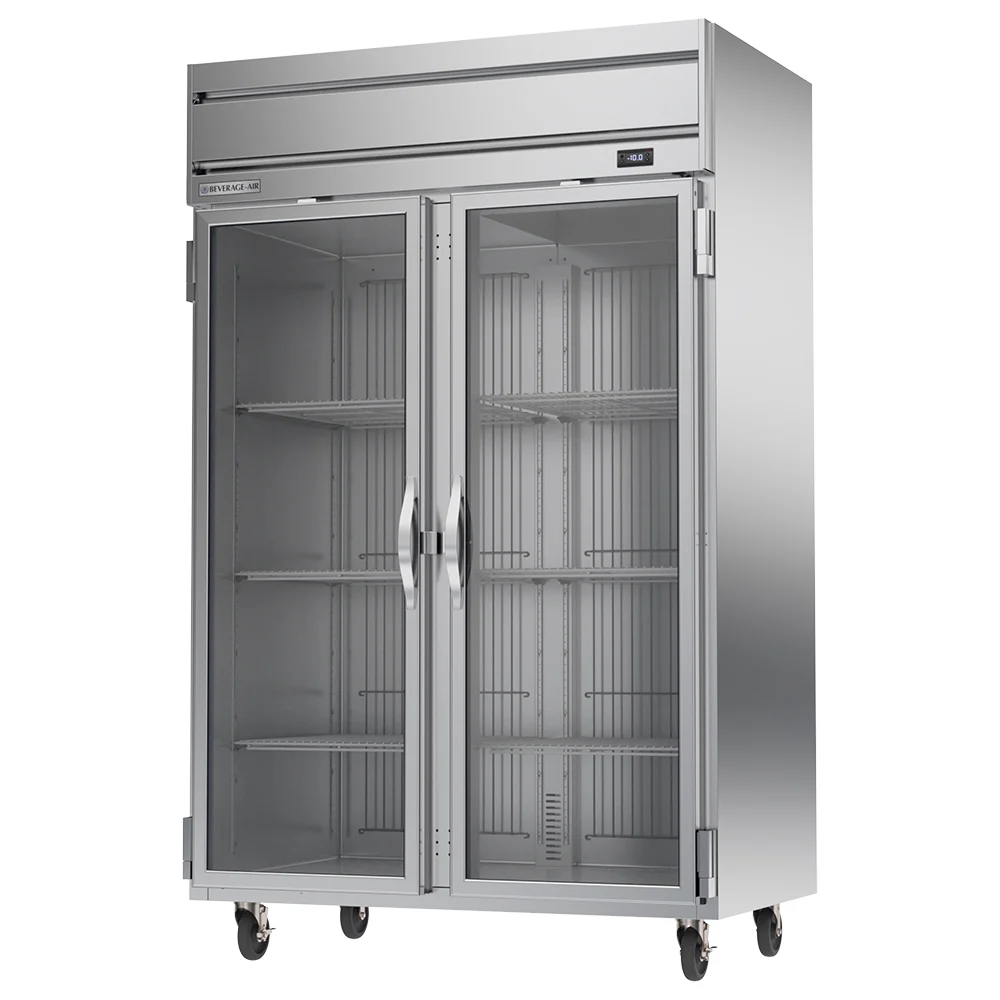 Beverage Air HFPS2HC-1G 2 Glass Door Top Mount Freezer Stainless Steel Front, Sides & Interior