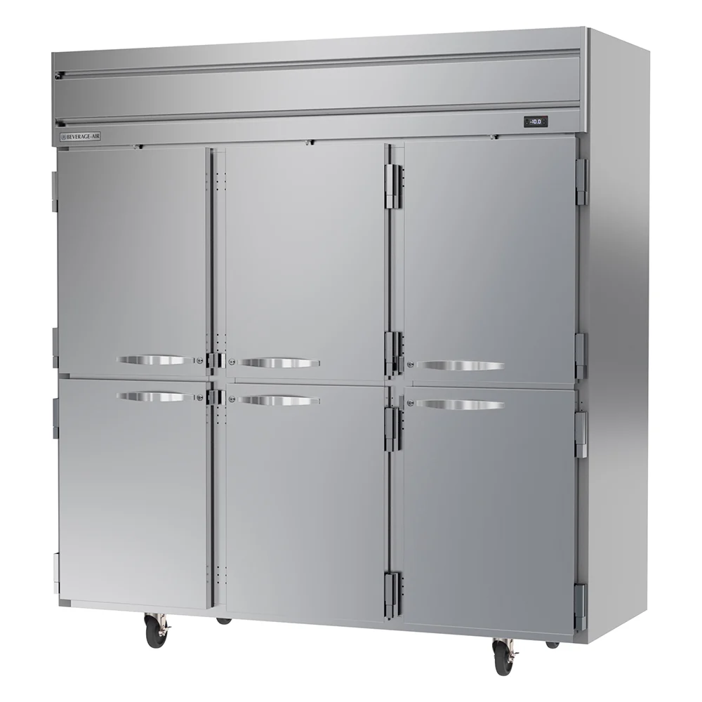 Beverage Air HFS3HC-1HS 6 Solid Half-Doors Top Mount Freezer Stainless Steel Front & Interior