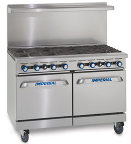 Imperial IR-8-LP 48" 8 Burner Gas Range with (2) Standard Ovens, LP