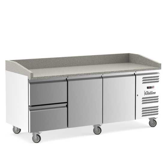 Coldline PDR-80 80" Refrigerated Pizza Prep with Marble Top and Two Drawers