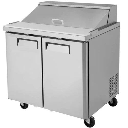 Coldline SMP36 36" Two Door Mega Top Bain Marie Sandwich Prep Refrigerator - 15 Pans