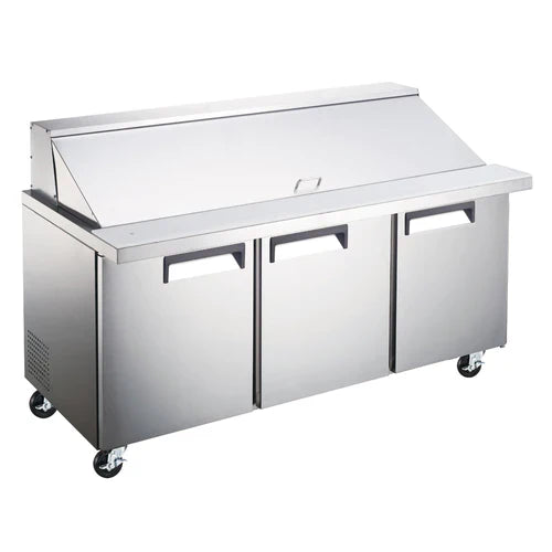 Coldline SMP72 71" Three Door Mega Top Bain Marie Sandwich Prep Refrigerator - 30 Pans