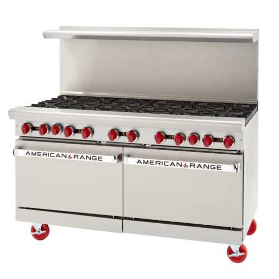 American Range AR-10 60" 10 Burner Gas Range with (2) Standard Ovens - LP