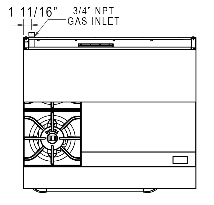 Dukers DCR36-2B24GM 36″ Gas Range with Two (2) Open Burners & 24″ Griddle