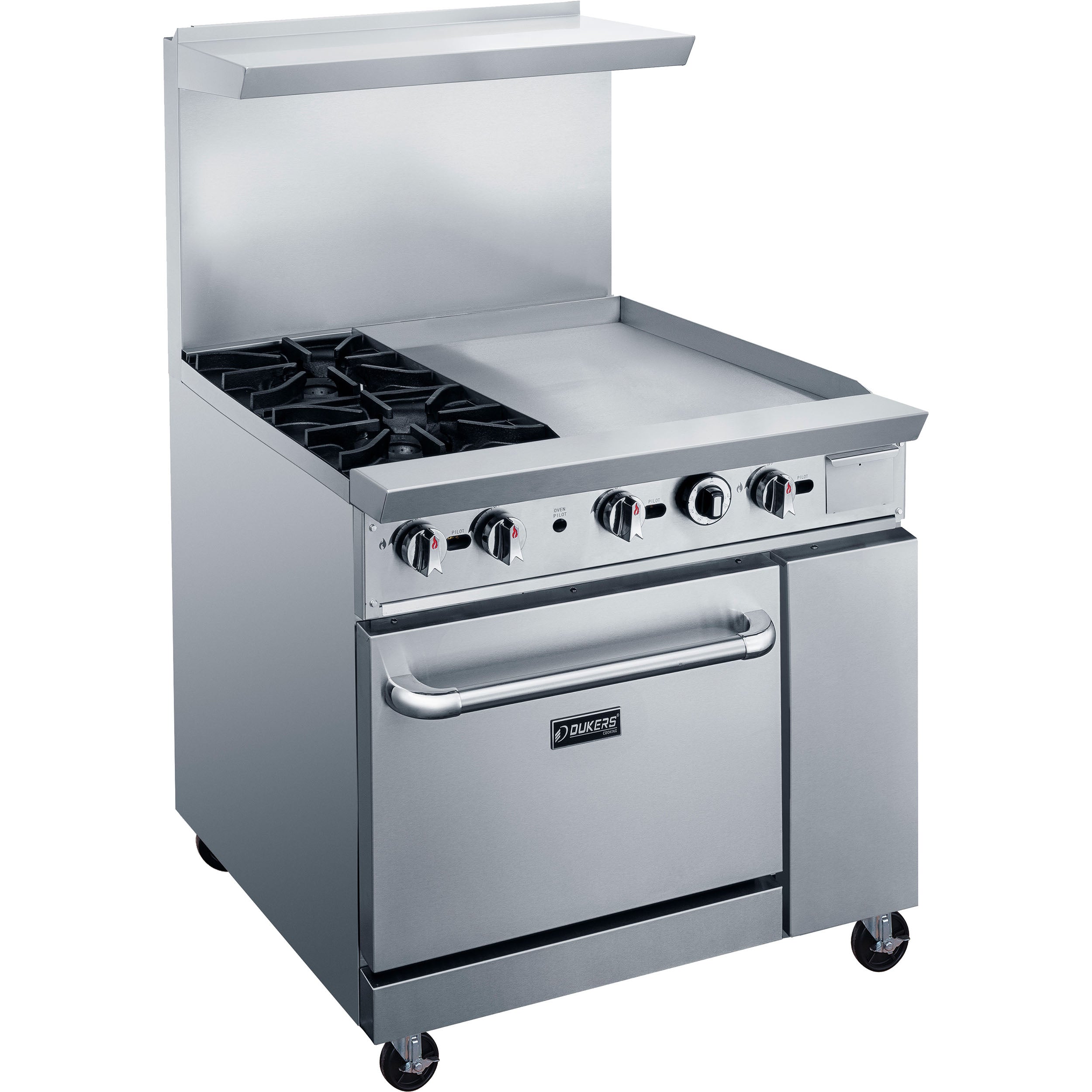 Dukers DCR36-2B24GM 36″ Gas Range with Two (2) Open Burners & 24″ Griddle