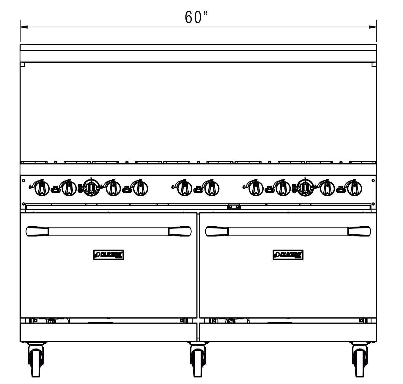 Dukers DCR60-10B 60″ Gas Range with Ten (10) Open Burners