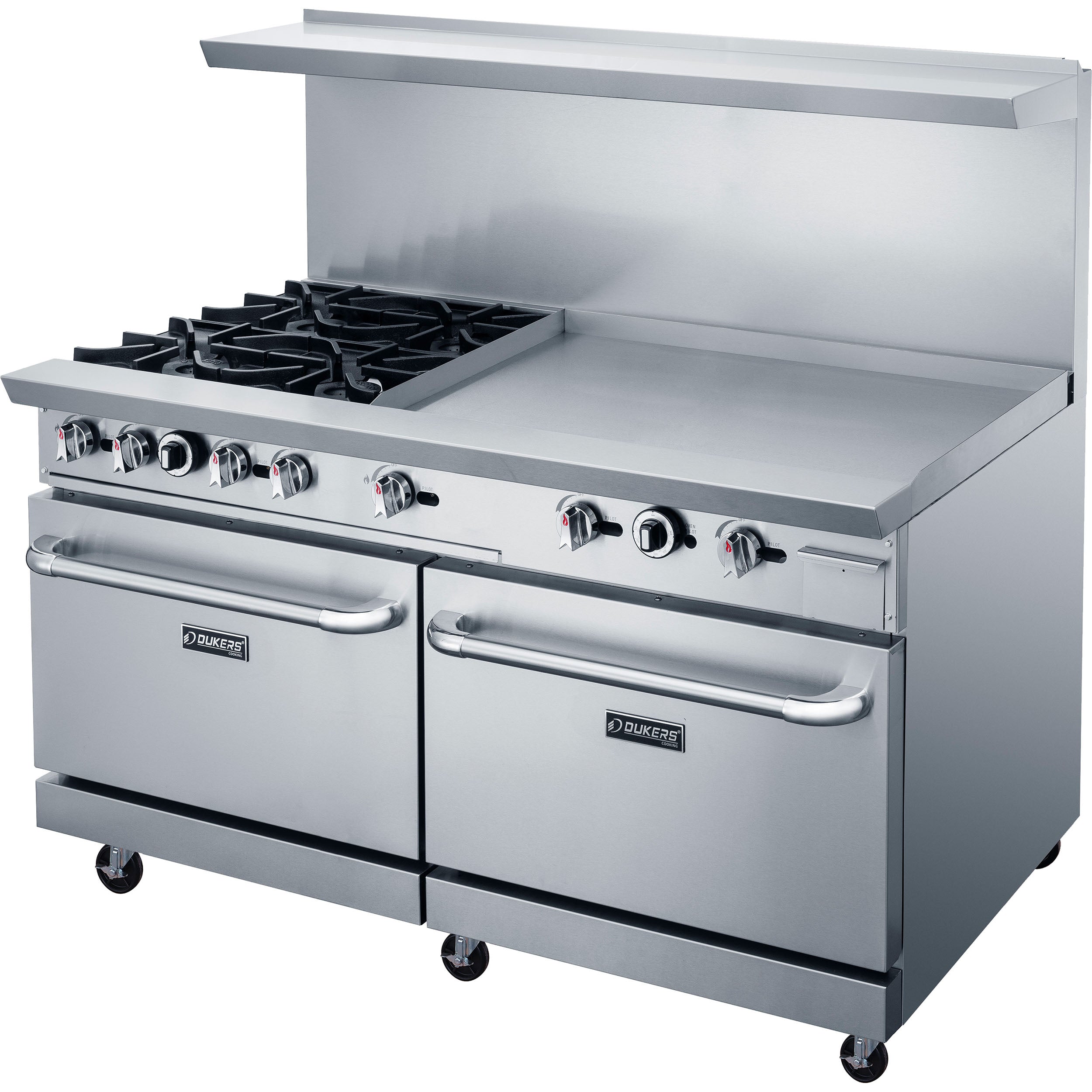 Dukers DCR60-4B36GM 60″ Gas Range with Four (4) Open Burners & 36″ Griddle