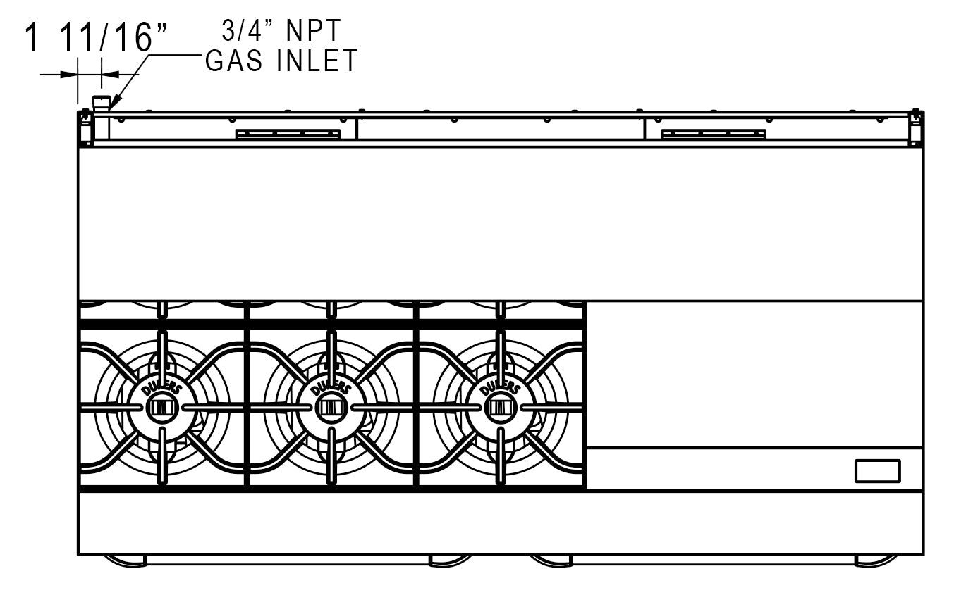 Dukers DCR60-6B24GM 60″ Gas Range with Six (6) Open Burners & 24″ Griddle