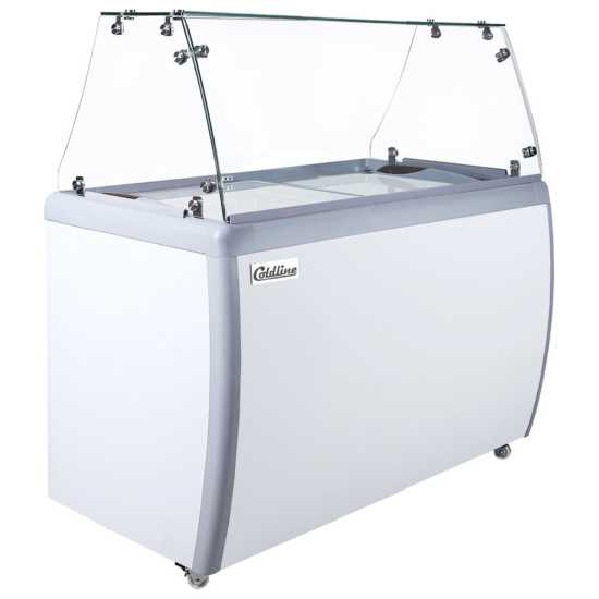 Coldline DP-360-FSG 50'' 8-Tub Ice Cream Dipping Cabinet Freezer with Sneeze Guard