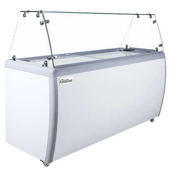 Coldline DP-560-FSG 71'' 12-Tub Ice Cream Dipping Cabinet Freezer with Sneeze Guard