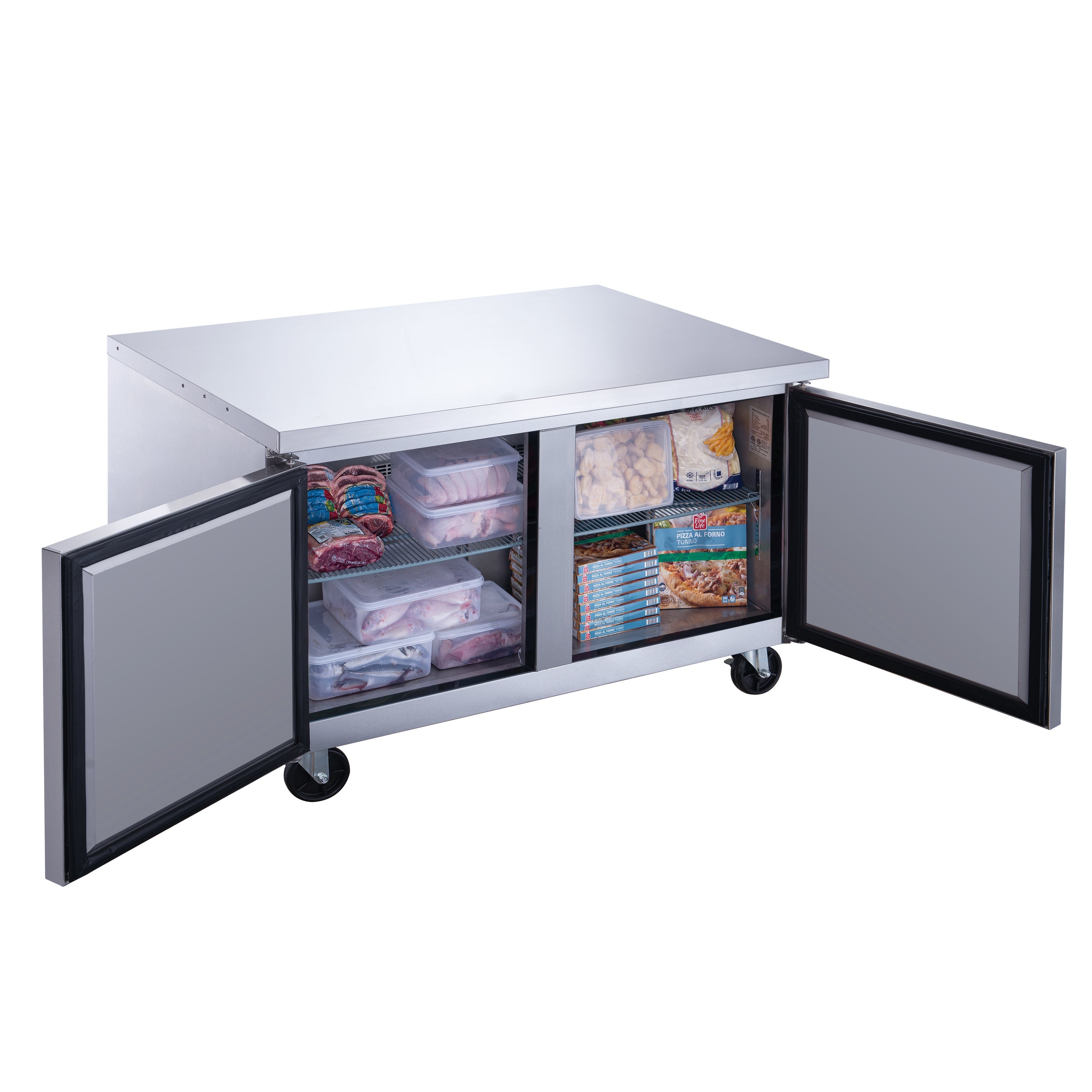 Dukers DUC60F 2-Door Undercounter Commercial Freezer in Stainless Steel