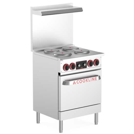 Cookline ER24-240 24" Electric Range with 4 Burners, 240V