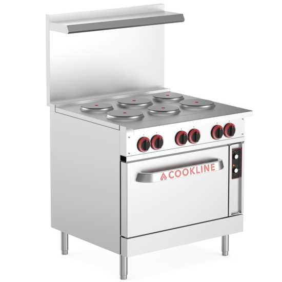 Cookline ER36-240 36" Electric Range with 6 Burners, 240V