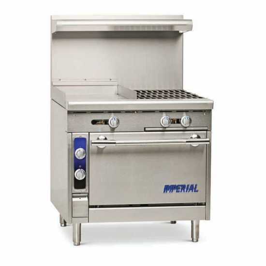 Imperial IHR-G18-2-LP Spec Series 36" Two Burner & 18" Griddle Heavy Duty Liquid Propane Gas Range w/ Standard Oven