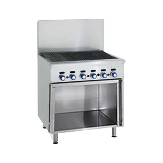 Imperial IHR-RB-XB-LP Spec Series 36" Radiant Char-broiler Heavy Duty Liquid Propane Gas Range w/ Open Cabinet Base