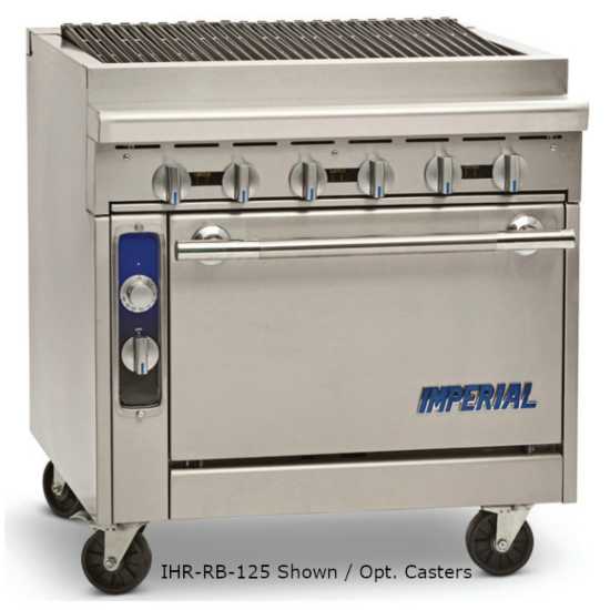 Imperial IHR-RB-C-NG Spec Series 36" Radiant Char-Broiler Heavy Duty Natural Gas Range w/ Convection Oven