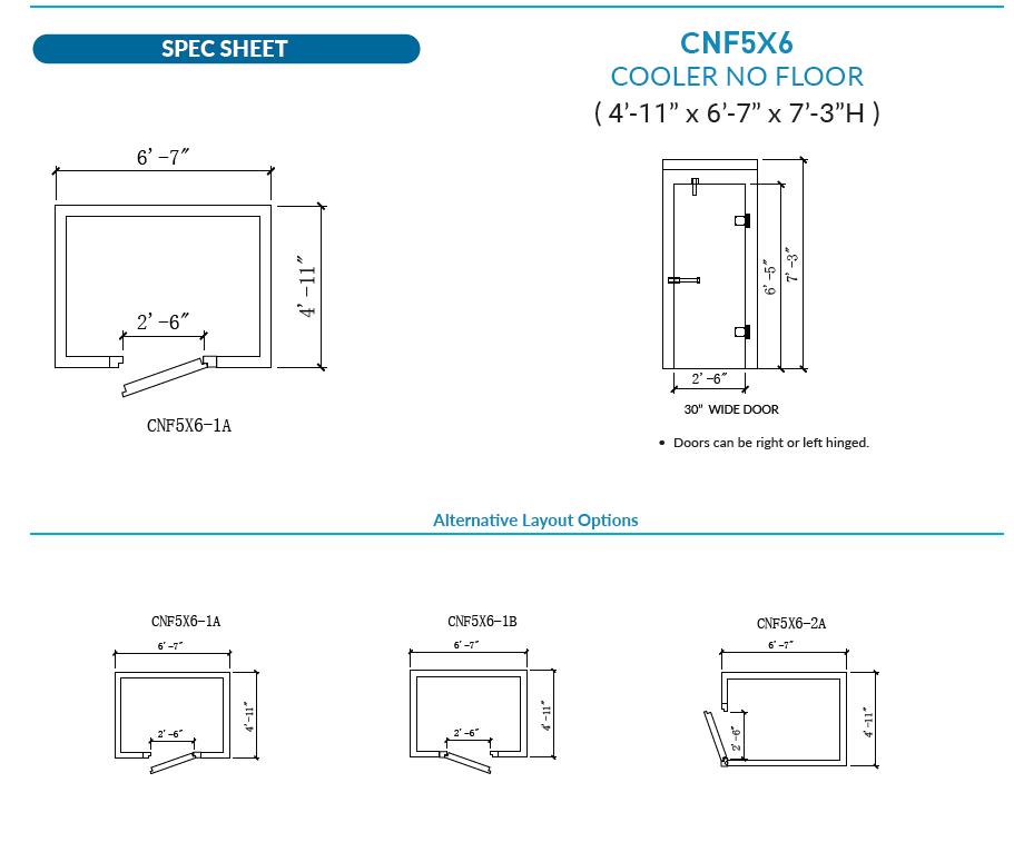 5' x 6' Astra Walk-In Cooler No Floor