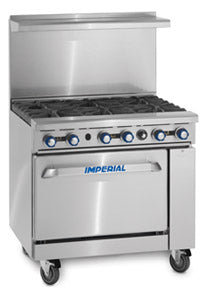 Imperial IR-6-NG Pro Series 36" 6 Burner Standard Oven Natural Gas Restaurant Range