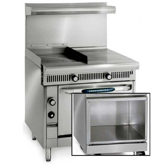 Imperial IHR-G18-1HT-XB-LP Spec Series 36" 18" Griddle & 18" Hot Top Heavy Duty Open Cabinet Base Liquid Propane Gas Range