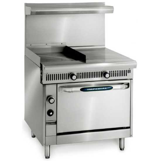 Imperial IHR-GT18-1HT-C-NG Spec Series 36" Heavy Duty Natural Gas Range w/ 18" Griddle, 18" Hot Top, Convection Oven & Thermostatic Controls