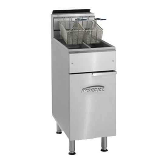 Imperial IFS-2525 15" Liquid Propane Floor Model 25Lb. Capacity Each Two Half Size Pots Fryer