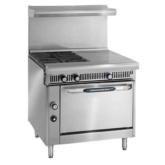 Imperial IHR-2HT-2-NG Spec Series 36" 2 Burner & Two 12" Hot Tops Heavy Duty Natural Gas Range w/ Standard Oven