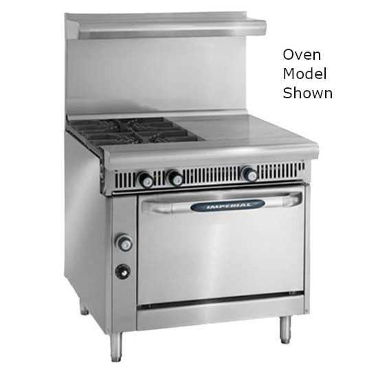 Imperial IHR-2HT-2-M-LP Spec Series 36" Modular/Countertop 2 Burner & (2) 12" Hot Top Heavy Duty Liquid Propane Gas Range