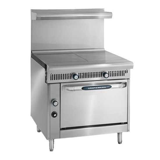 Imperial IHR-2HT-C-NG Spec Series 36" Two 18" Hot Tops Convection Oven Heavy Duty Natural Gas Range