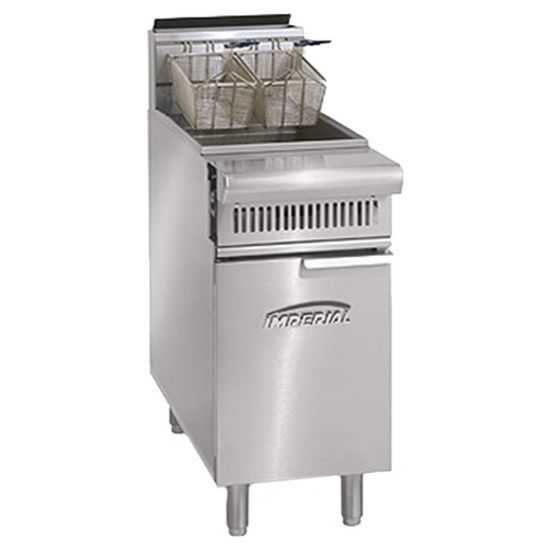 Imperial IHR-F75 19" Natural Gas Floor Model 75Lb. Capacity Fryer with Milivolt Temperature Controls