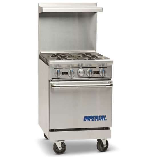 Imperial IR-4-NG Pro Series 24" 4 Burner Natural Gas Restaurant Range w/ Space Saver Oven