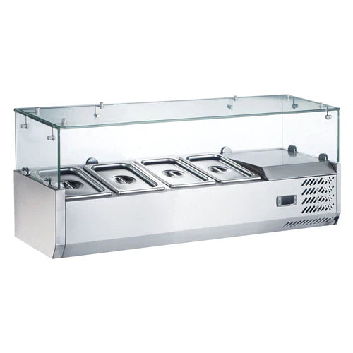 Coldline CTP48SG 48" Refrigerated 4 Pan Glass Top Cover Countertop Salad Bar