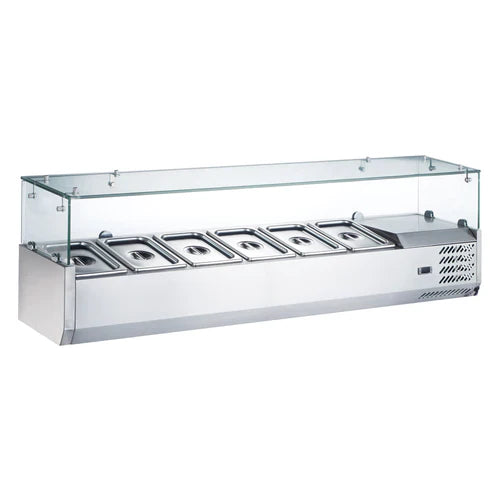 Coldline CTP60SG 60" Refrigerated 6 Pan Glass Top Cover Countertop Salad Bar